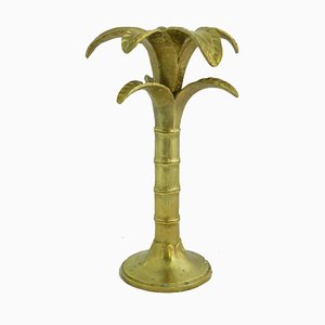 Gilded Bronze Palm Tree Candleholder, 1980s