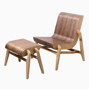 Overlap Chair & Footstool by Nadav Caspi, Set of 2