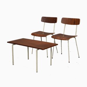 Bedroom Teak Chairs & Table from Auping, 1950s, Set of 3