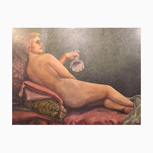 Grande Peinture avec Motif d'une Femme Nue par O. Rosmund, 1910