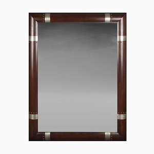 Miroir Vintage Moderniste en Bois et Argenté