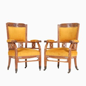 Set de Fauteuils Art Nouveau Antiques en Chêne de HF Jansen & Zonen Hofleverancier