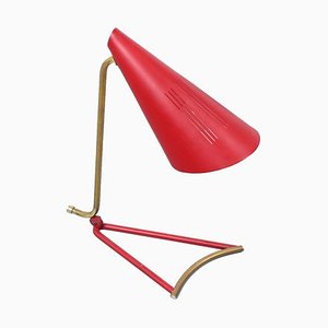 Italian Red Brass Table Lamp from Stilnovo, 1950s