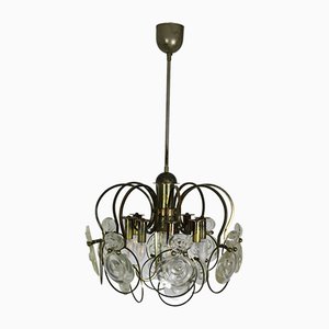 Mid-Century Metal and Glass Ceiling Lamp