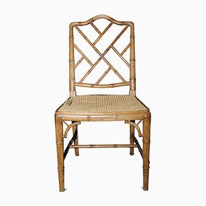 Chinese Chippendale Style Bamboo and Rattan Side Chair, 1930s