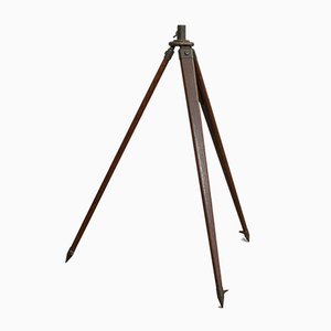 Vintage Oak & Bronze Telescope Tripod, 1940s