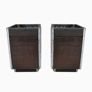 Metal & Tinted Glass Cabinets, 1960s, Set of 2