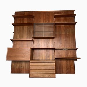 Estantería de pared Mid-Century de teca de Poul Cadovius para Cado