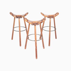 Spanish Bar Stools, 1960s, Set of 3