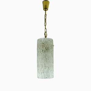 Lampadario Mid-Century in vetro e ottone di JT Kalmar per Kalmar Franken KG, anni '50