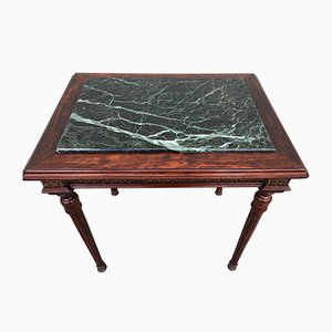 Louis XVI Style Marble, Brass & Wood Coffee Table, 1980s