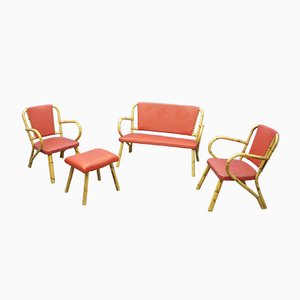 Mobilier de Salon en Bambou, 1950s, Set de 4