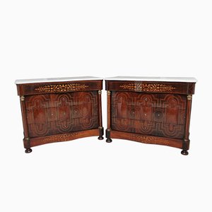 Spanish Rosewood & Marble Commodes, Set of 2