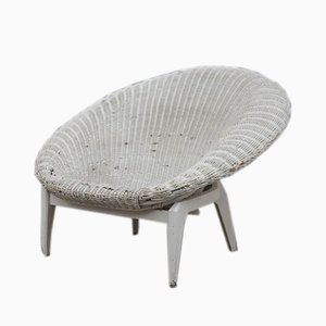 Sillón italiano de ratán y lacado, años 50