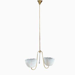 Italian Murano Glass & Brass Ceiling Lamp from Barovier & Toso, 1940s