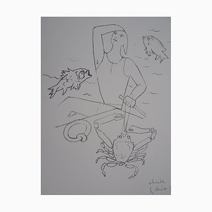 Litografia Saint Pierre Marche sur les Eaux di Jean Cocteau