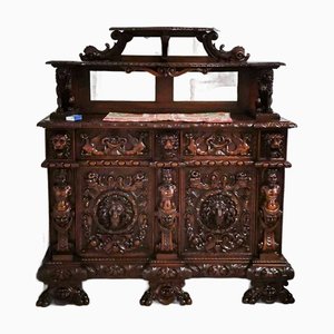 Antique Italian Carved Walnut Sideboard, 1800s