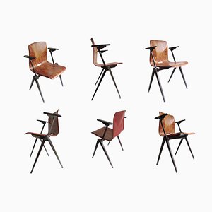 Industrielle S22 Sessel aus Schichtholz & Stahl von Galvanitas, 1960er, 6er Set