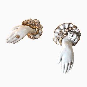 Art Deco Ceramic Hand Sculptures, 1930s, Set of 2