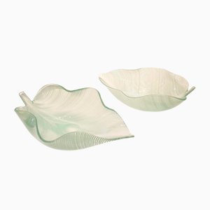 Italian Murano Leaf Bowls by Tyra Lundgren for Venini, 1950s, Set of 2