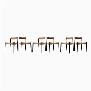 Model 77 Dining Chairs in Rosewood by Niels Otto Møller for J.L. Møllers, Set of 6