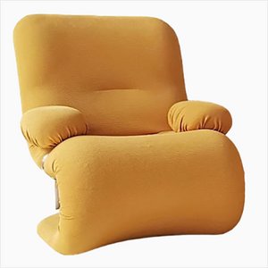 Vintage Space Age Yellow Fabric Lounge Chair in the style of Joe Colombo, 1970s
