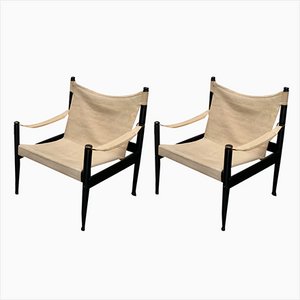 Set of Mid-Century Danish Safari Chairs by Erik Wørts for Niels Eilersen, 1960s