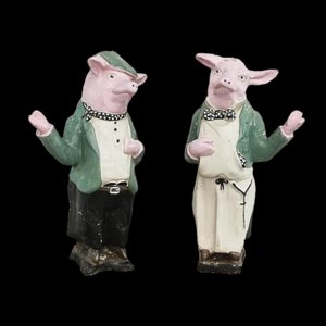 Early 20th Century Butchers Shop Pig Display Models, 1930s, Set of 2