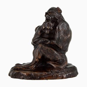 Antique French Bronze Monkey Sculpture by Thomas François Cartier