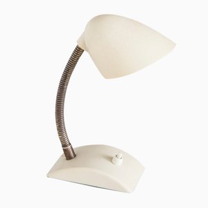 Verstellbare Französische Mid-Century Messing & Bakelit Tischlampe mit Schwanenhals, 1960er