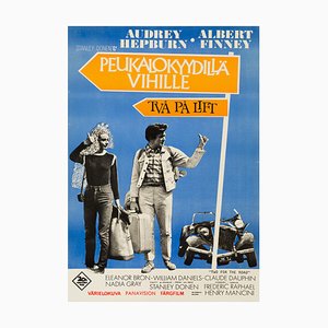 Póster de película vintage original de Audrey Hepburn Two for the Road, finlandés, 1967