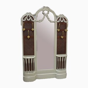 Antique Louis XVI Wall Rack with Mirror & Cannage, 1900s