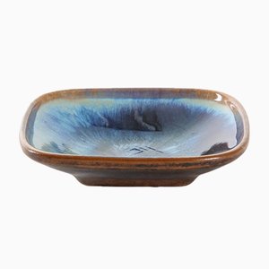Vintage Scandinavian Blue Ceramic Square Bowl from Michael Andersen & Son
