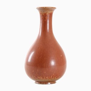Vase Scandinave Vintage en Céramique Orange par Gunnar Nylund pour Rörstrand