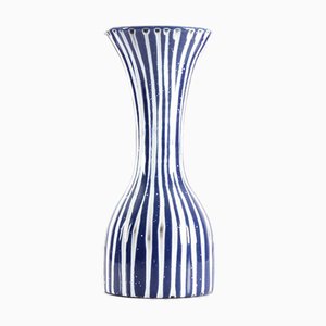 Vintage Scandinavian Ceramic Textured Striped Vase by Mari Simmulson for Upsala Ekeby