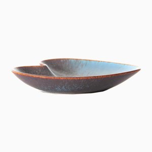 Brown & Blue Matte Haresfur Glaze AXA Bowl by Gunnar Nylund for Rörstrand