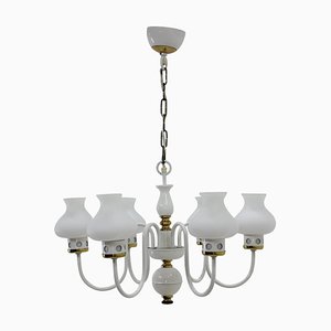 Mid-Century White Chandelier from Lidokov, 1960s
