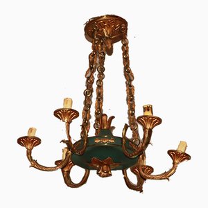 Lámpara de araña estilo Imperio vintage de bronce