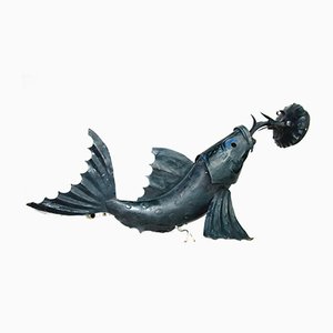 Aplique Koi Fish escultural de hierro, años 50