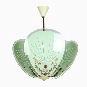 Lámpara colgante italiana vintage de cristal de Murano, años 50