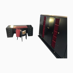 Art Deco French Desk and Office Cabinet by Christian Krass, 1930s, Set of 3