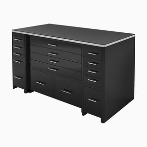 High Gloss Black Desk with Drawer Front