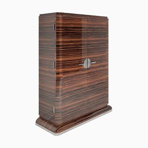 Modern High Gloss Macassar and Chrome Handles Cabinet
