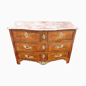 Antique Baroque Curved & Marble Chest of Drawers, 1780s