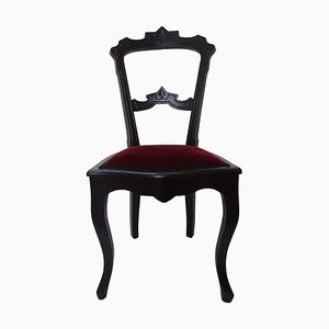 Antique Baroque Stained Black & Red Upholstery Finca Chair