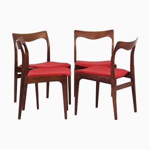 Rote Palisander Esszimmerstühle von AWA, 1960er, 4er Set