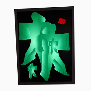 Applique Murale en Verre Acrylique Vert et Rouge, 2000s