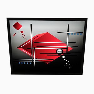 Applique Murale en Verre Acrylique Rouge et Bleu, 2000s