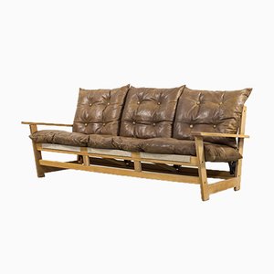 Mid-Century Oak 3-Seat Sculptural Sofa