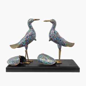 Enamel Cranes, 1950s, Set of 2